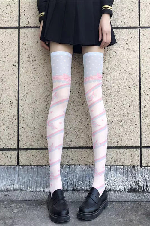 Cute Anime Print Sweet Japanese Lolita Over The Knee Socks 10 Styles