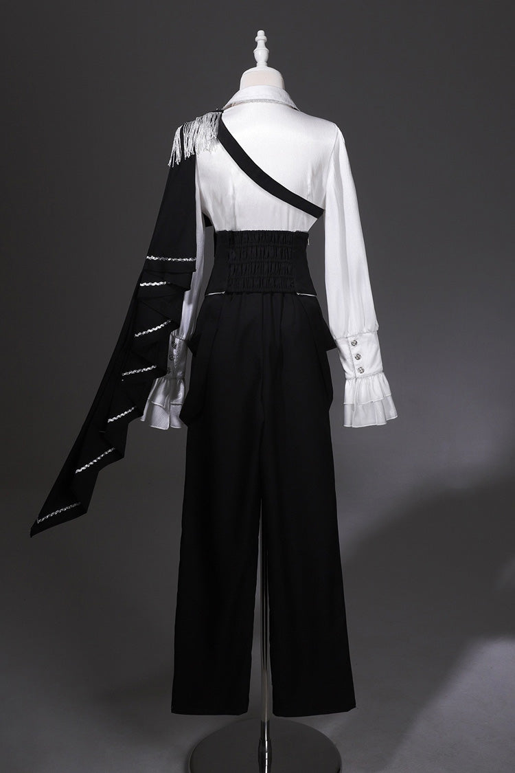 Black/White Embroidery Asymmetric Gothic Prince Handsome Ouji Lolita Set