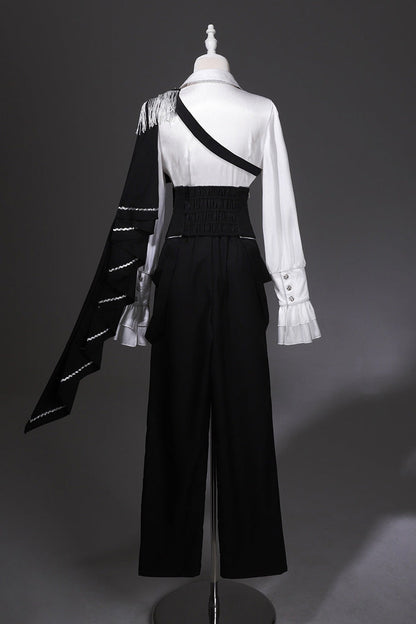 Black/White Embroidery Asymmetric Gothic Prince Handsome Ouji Lolita Set