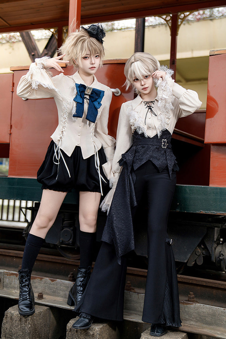 Black [Gold Hunter] Long Sleeves Pirate Style Gothic Long Pants