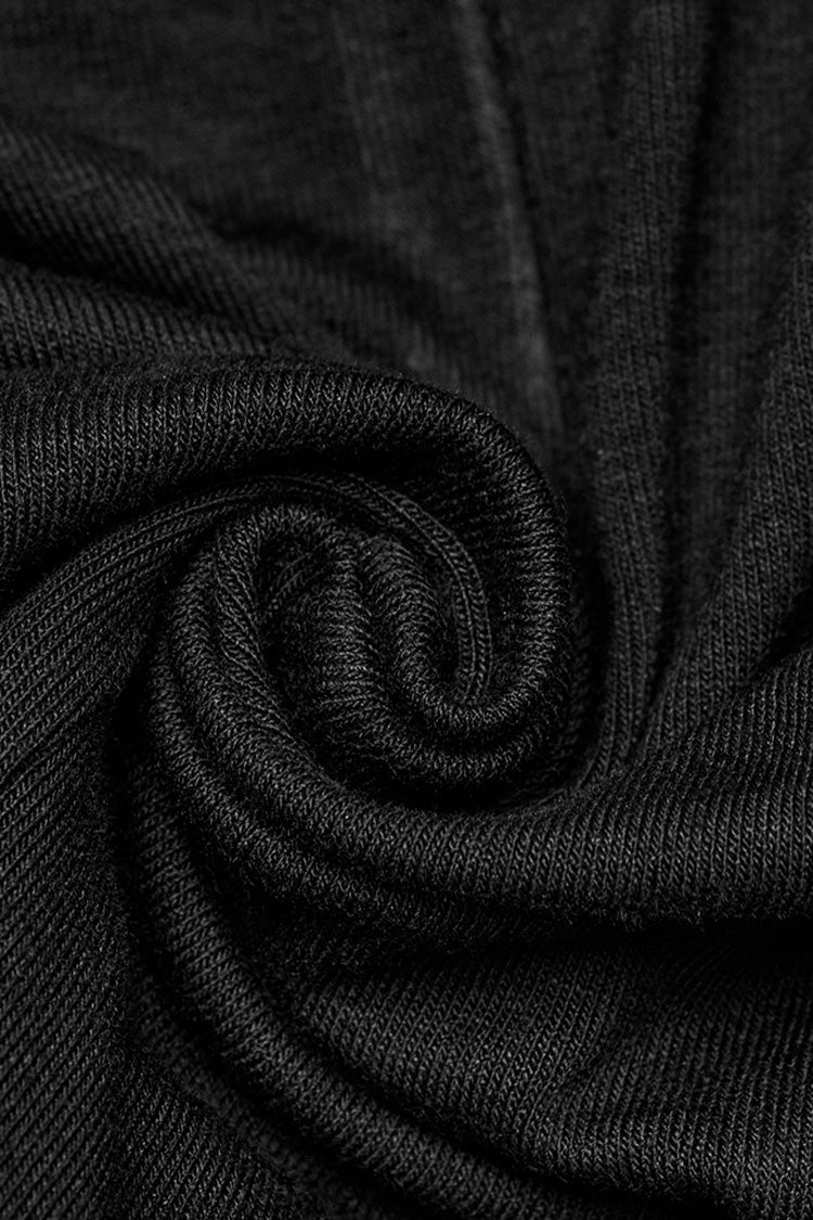 Black Stand Collar Sleeveless Stitching Lace-Up Ripped Women's Punk Tank Top