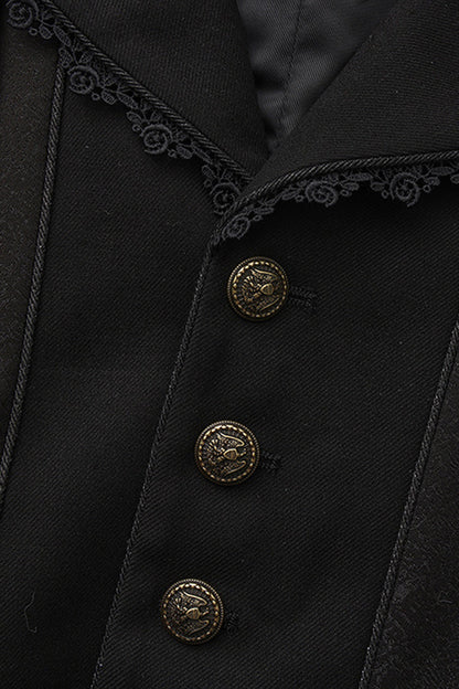 Black [The Eternal Sea of Hope] Long Sleeves Ouji Fashion Vintage Elegant Prince Lolita Long Coat