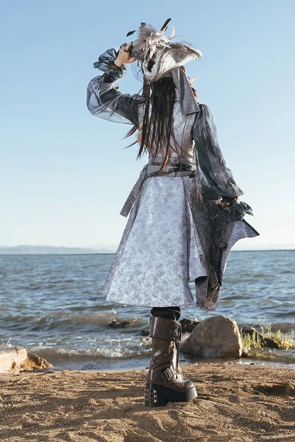 Grey [The Eternal Treasure Route] Sleeveless Vintage Elegant Prince Handsome Ouji Lolita Long Coat