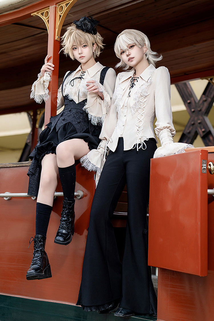 Black [Gold Hunter] Long Sleeves Pirate Style Gothic Long Pants