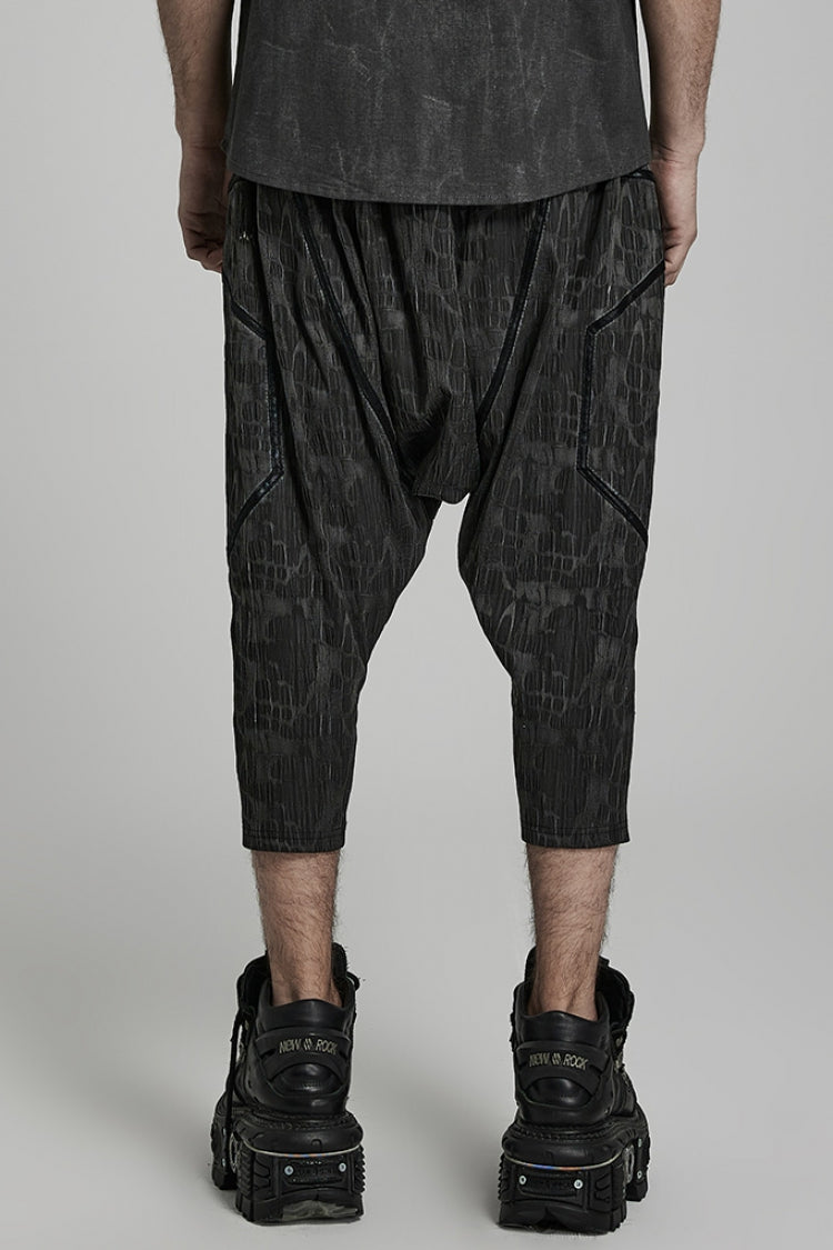 Black Stripes Print Baggy Men's Punk Pants