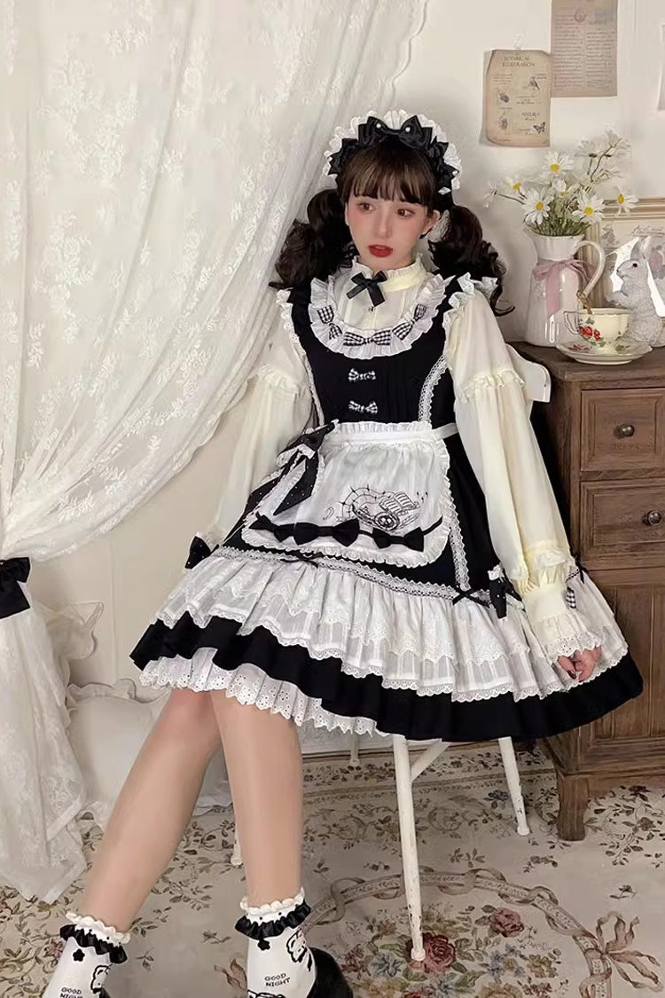 Black/White Ruffled Square Collar Alice Chapter Sweet Lolita JSK Dress