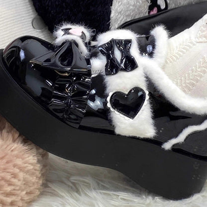 Plush and Thickened Bowknot Sweet Lolita Shoes 5 Colors