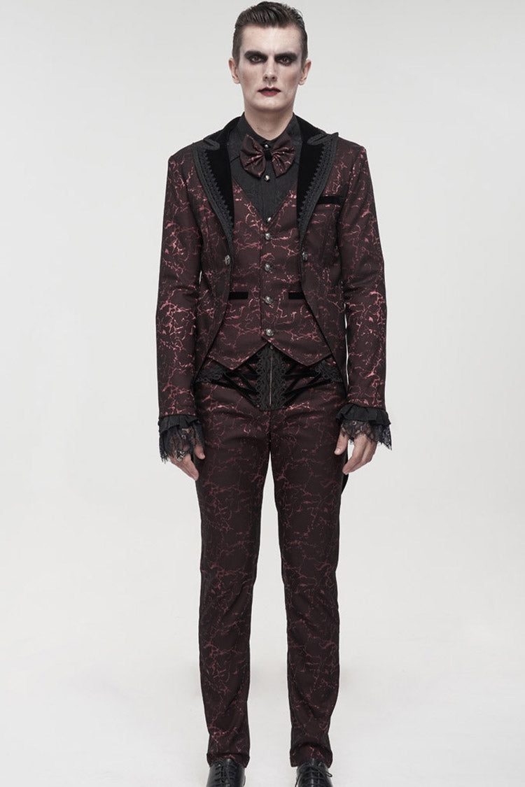 ine Gothic Glossy Pattern Drawstring Lace Decoration Men's Pants