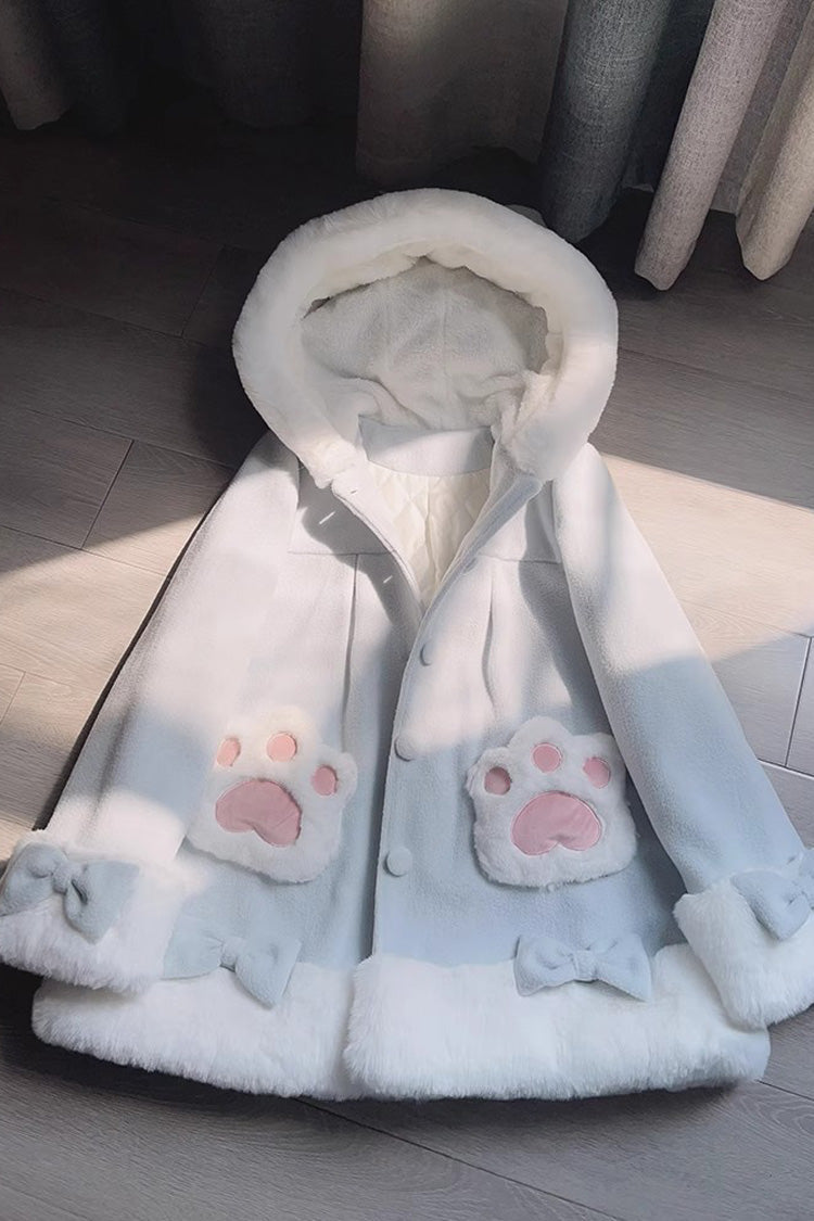 Calico Cat Long Sleeves Bowknot Hooded Daily Sweet Lolita Coat 3 Colors