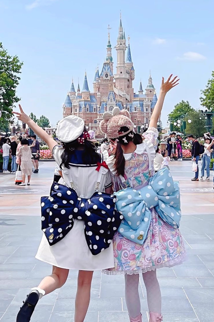 Pink Polka Dot Print Bowknot Shaped Sweet Lolita Backpack