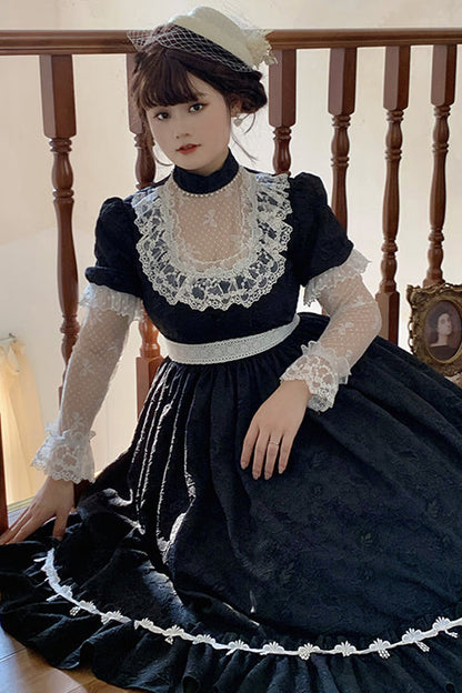 Round Collar Lace Long Sleeves Miss Winnie Plus Size Sweet Lolita OP Dress