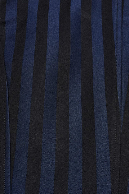 Black/Blue V Collar Sleeveless Striped Print Buckle Men's Punk Vest