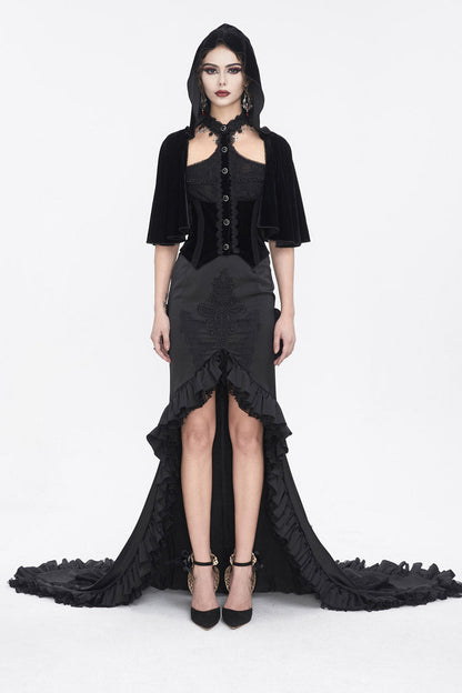 Black Stitching Lace Hooded Women's Gothic Cloak