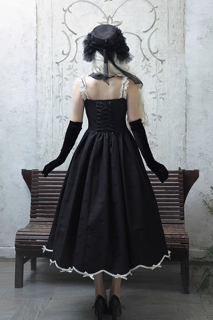 Black [Swan] Short Sleeves Sweet Elegant Princess Lolita Dress Long Version