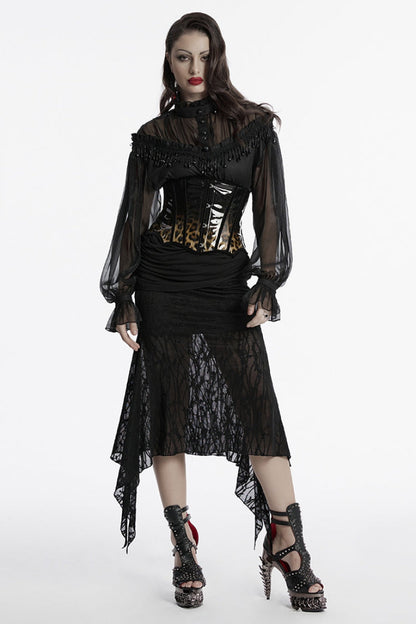 Black/Coffee Gradient Patent Leather Women's Gothic Underbust Corset