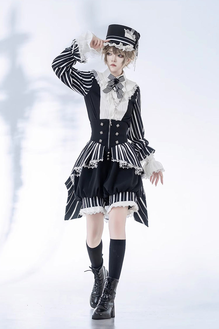 Black/White Wonderful Trick Print Lace Ouji Fashion Elegant Lolita Blouse