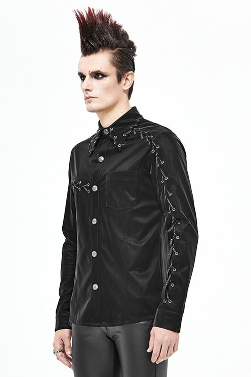 Black Rock Drawstring Mens Punk Blouse