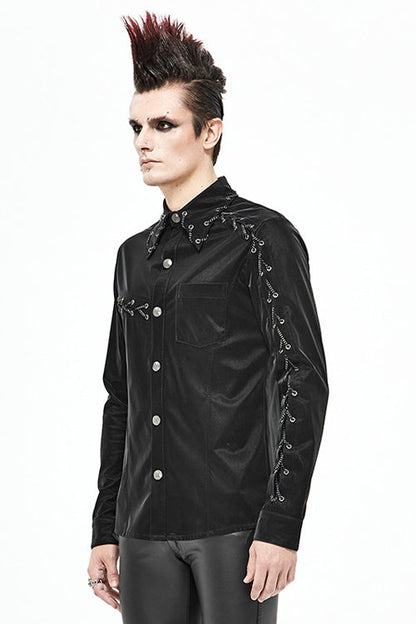 Black Rock Drawstring Mens Punk Blouse