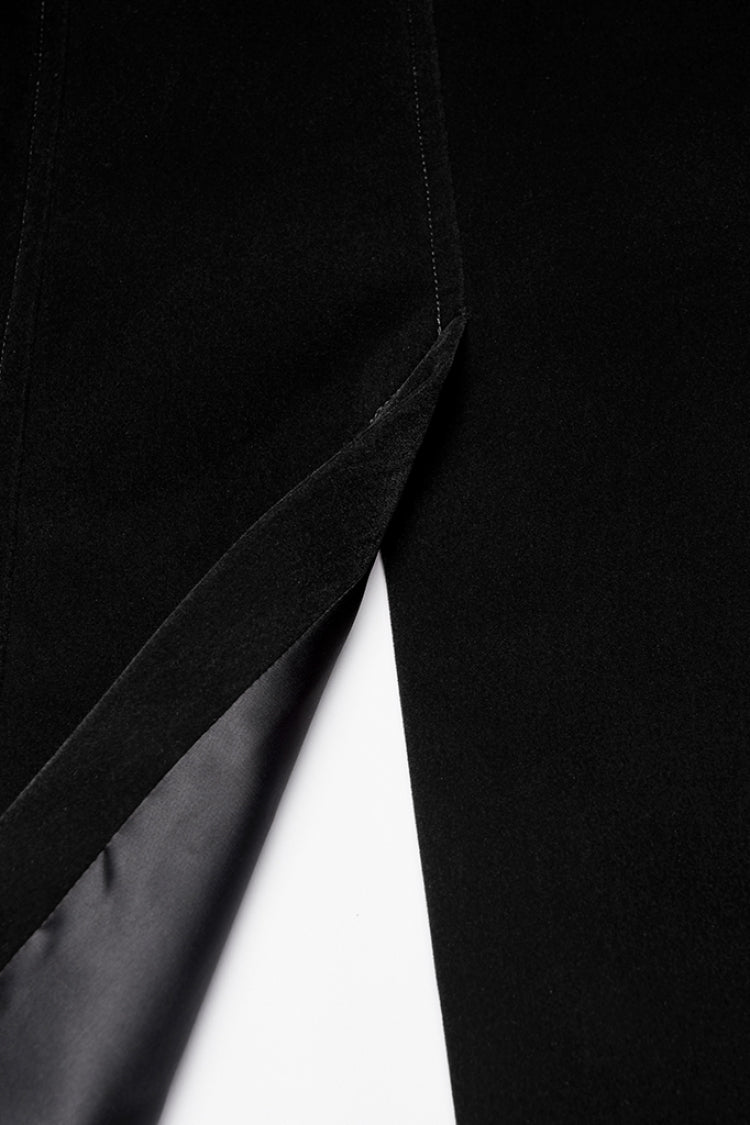 Black Stand Collar Pleated Swallow-tailed Men's Gothic Vest