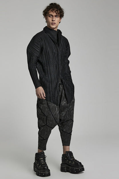 Black Stripes Print Baggy Men's Punk Pants