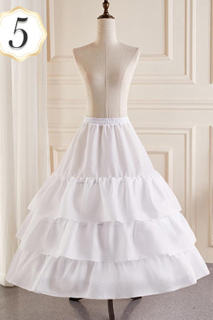 White Multi-Layered Hanayome Fishbone Sweet Lolita Long Petticoat