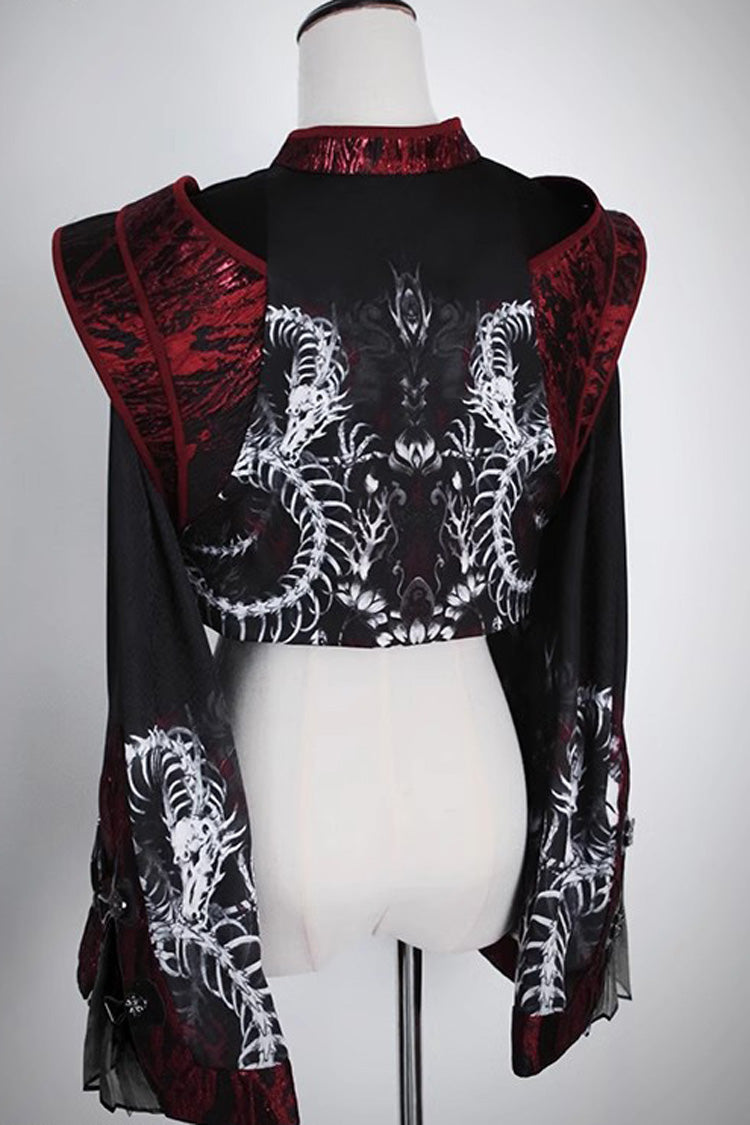 [Bone Dragon] Long Sleeves Print Ouji Fashion Classic Lolita Coat 2 Colors
