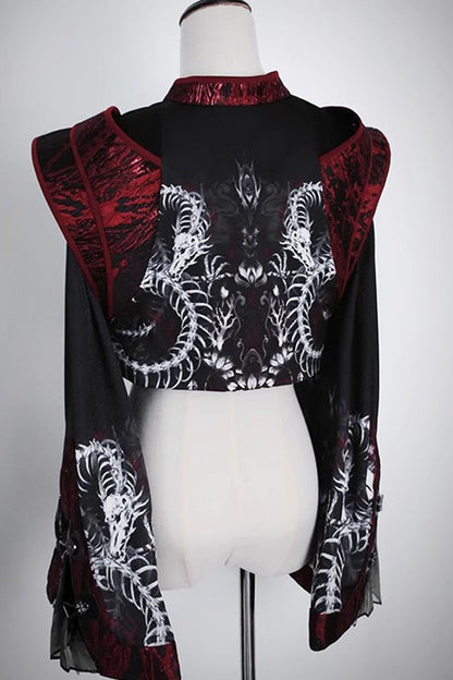 [Bone Dragon] Long Sleeves Print Ouji Fashion Classic Lolita Coat 2 Colors