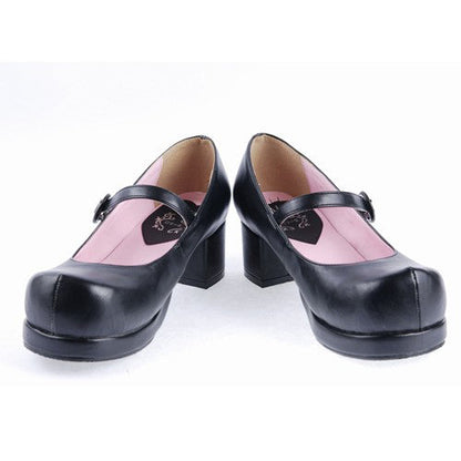 Black Simplicity Strap Platform Classic Lolita Shoes