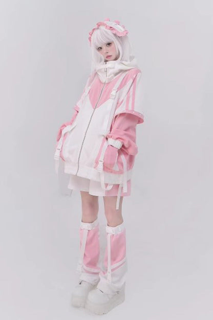 [Wing Light Machinery] Long Sleeves Print Jirai Kei Cool Coat 4 Colors
