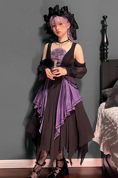 Black/Purple Print Styx Ferry Witch Gothic Lolita Dress