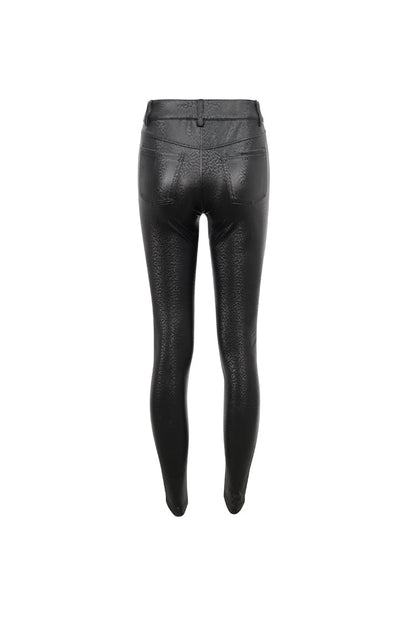Black Stretch Diamond Wavy String Adjustable Slim Fit Women's Punk Trousers