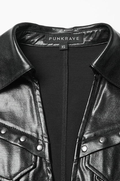 Black Stand Collar Long Sleeves Lace-Up Zipper Women's Punk Jacket
