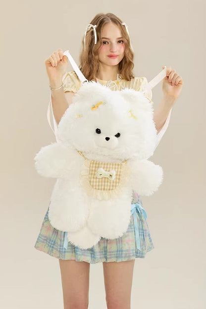 White Cute Samoyed Plush Toy Sweet Lolita Dog Backpack
