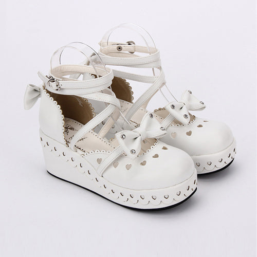 Round Toe Bowknot Lace Sweet Lolita Shoes