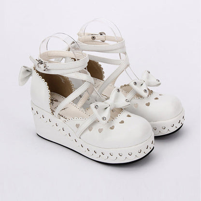 Round Toe Bowknot Lace Sweet Lolita Shoes