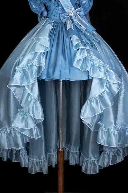 Blue [Mermaid Princess] Ruffle Hanayome Bowknot Sweet Elegant Lolita Jsk Dress Set