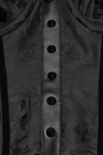 Black Sleeveless Rose Jacquard Lace-Up Women's Gothic Overbust Corset