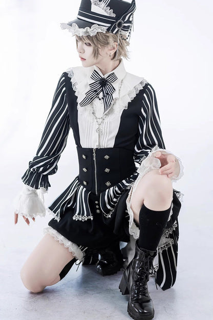 Black/White Wonderful Trick Print Lace Ouji Fashion Elegant Lolita Blouse