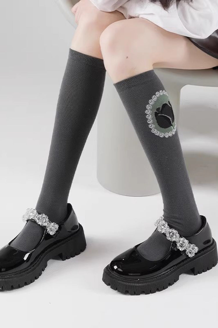 Pearl Knee-High Print Sweet Lolita Socks 4 Colors