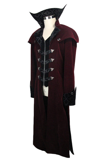 Western Fashion Gothic Shawl Collar Mens Long Velvet Coats