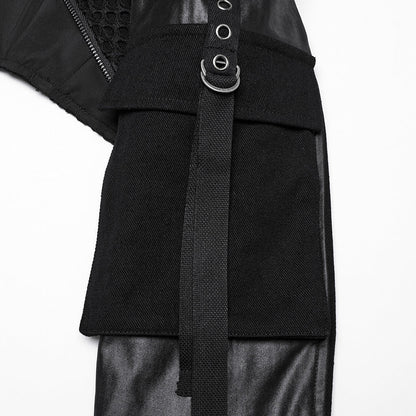 Black Stand Collar Long Sleeves Rivet Women's Gothic Short Jacket