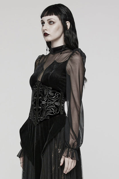 Embroidery Lace-Up Zipper Women's Gothic Corset 2 Colors