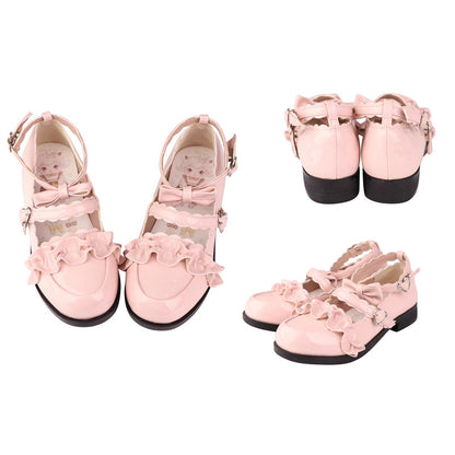 Sweet Ruffle Bowknot Japanese Lolita Shoes 15 Colors