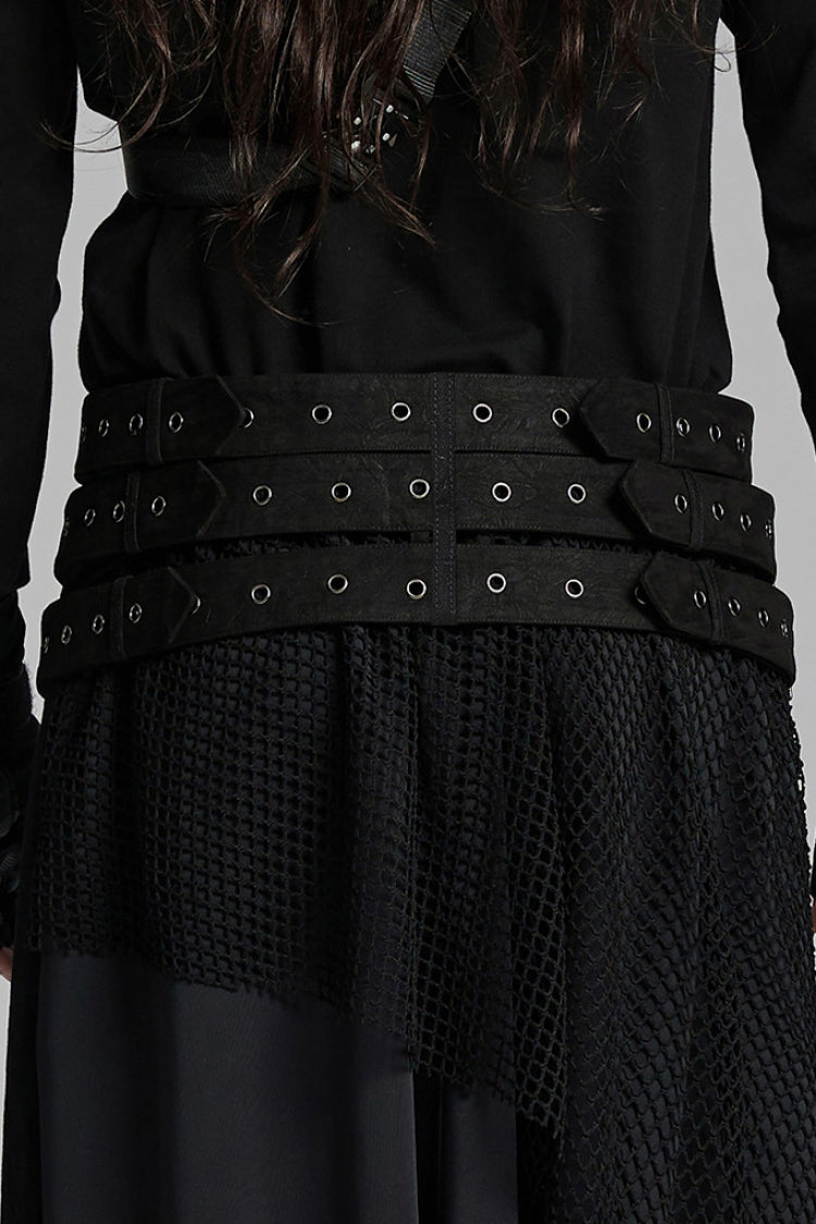Black Skull Eyelets Buckle Men's Punk Belt