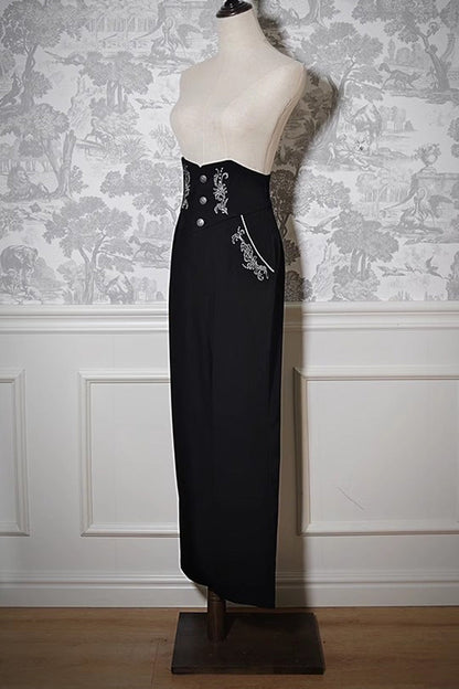 Pirate Series Navigation Treasure Hunting Guide High Waisted Embroidery Ouji Handsome Lolita Long Pants 2 Colors