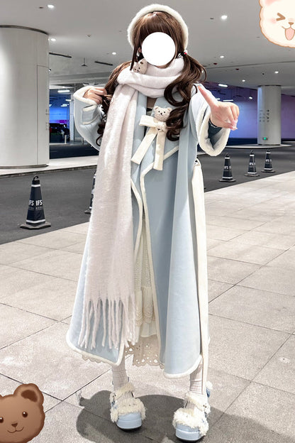 [Cute Bear] Long Sleeves Bowknot Sweet Lolita Long Coat 2 Colors