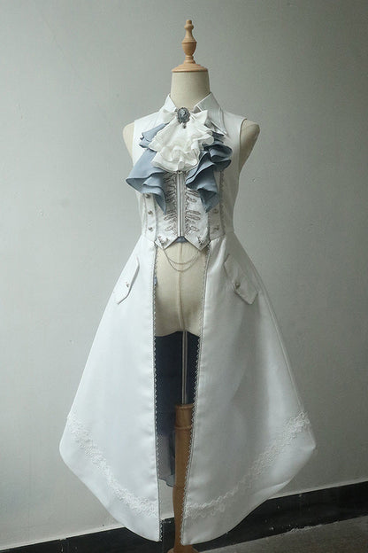 White Mermaid Bone Embroidery Ouji Fashion Handsome Lolita Vest