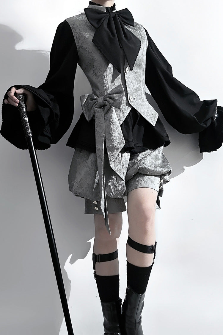 Black Rabbit Hunt Long Sleeves Bowknot Vintage Prince Ouji Lolita Blouse