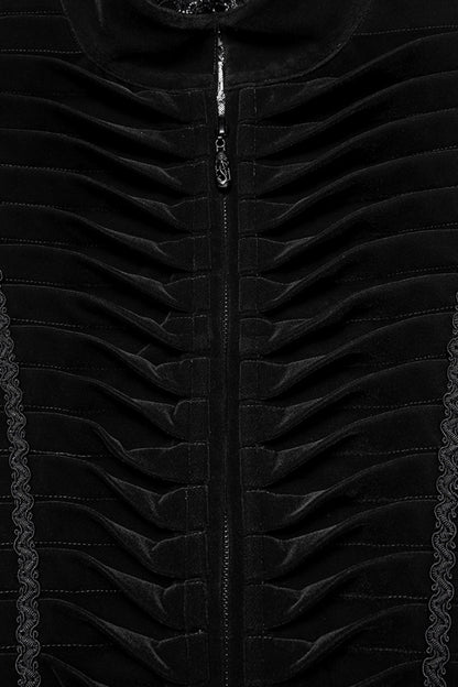 Black Stand Collar Pleated Swallow-tailed Men's Gothic Vest