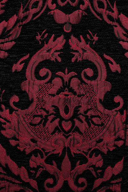 Black/Red Men's Stand Collar Jacquard Print Stitching Metal Ring Decoration Gothic Vest